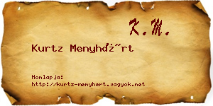 Kurtz Menyhért névjegykártya